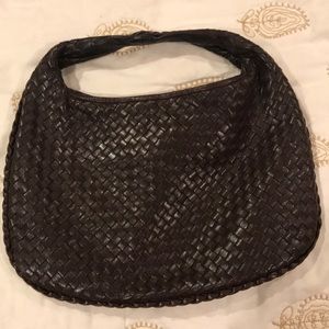 Authentic Bottega Venetta brown leather hobo.